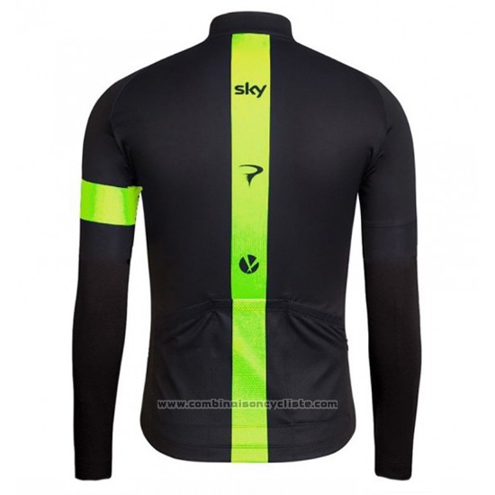 2016 Maillot Cyclisme Sky Vert et Noir Manches Longues et Cuissard